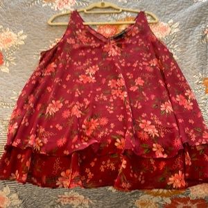 Lane Bryant tank top pink floral V neck